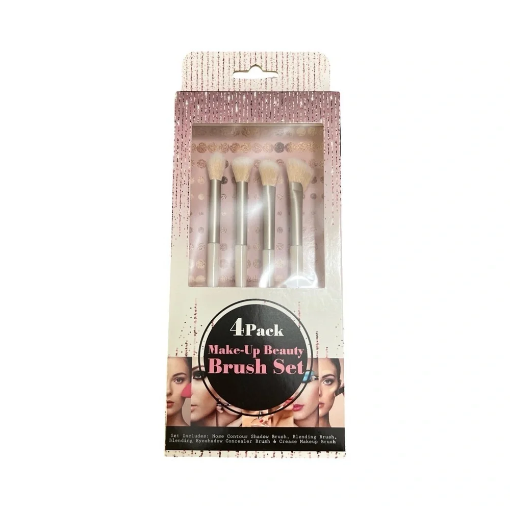 4 Pack Makeup Beauty Brush Set – Nose Contour, Shadow, Blending, and Concealer